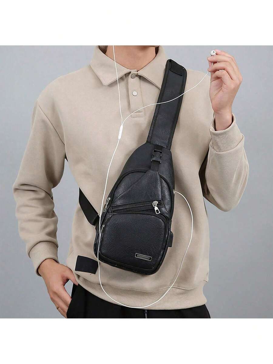 Sling Backpack Shoulder - Mens PU Leather Sling Bag With