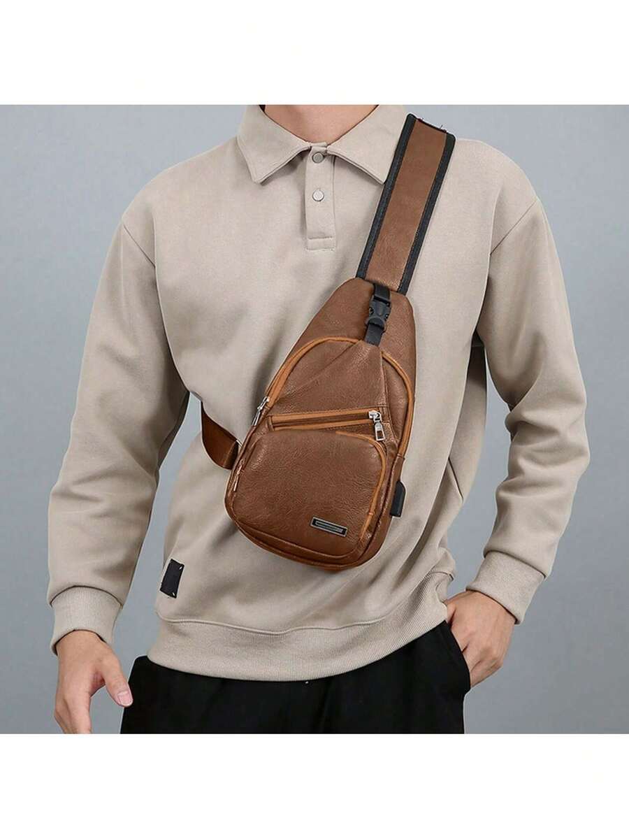 Mens PU Leather Sling Bag With – Sling Backpack Shoulder Bewertung und Preis