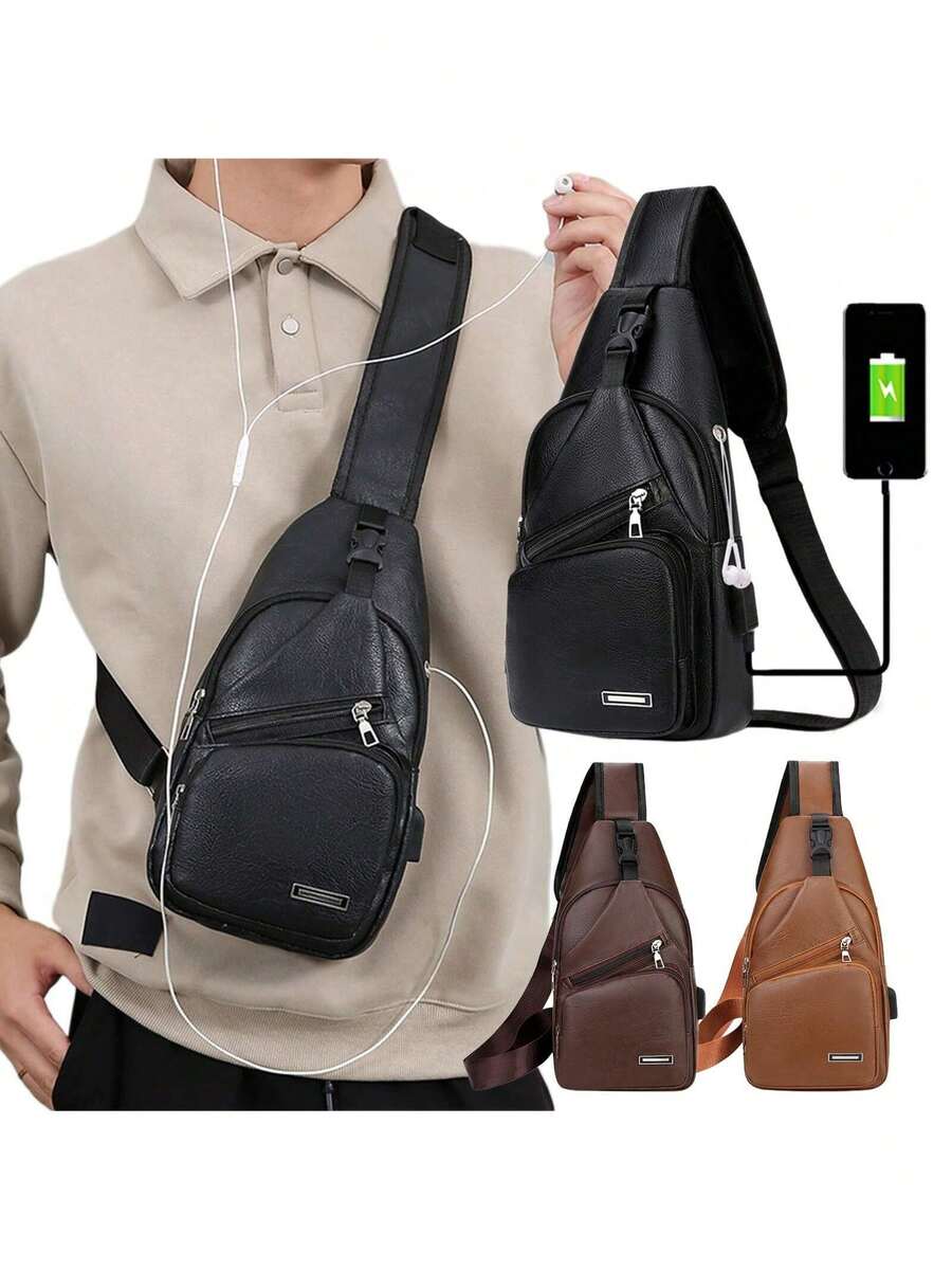 Mens PU Leather Sling Bag With – Sling Backpack Shoulder Bewertung und Preis