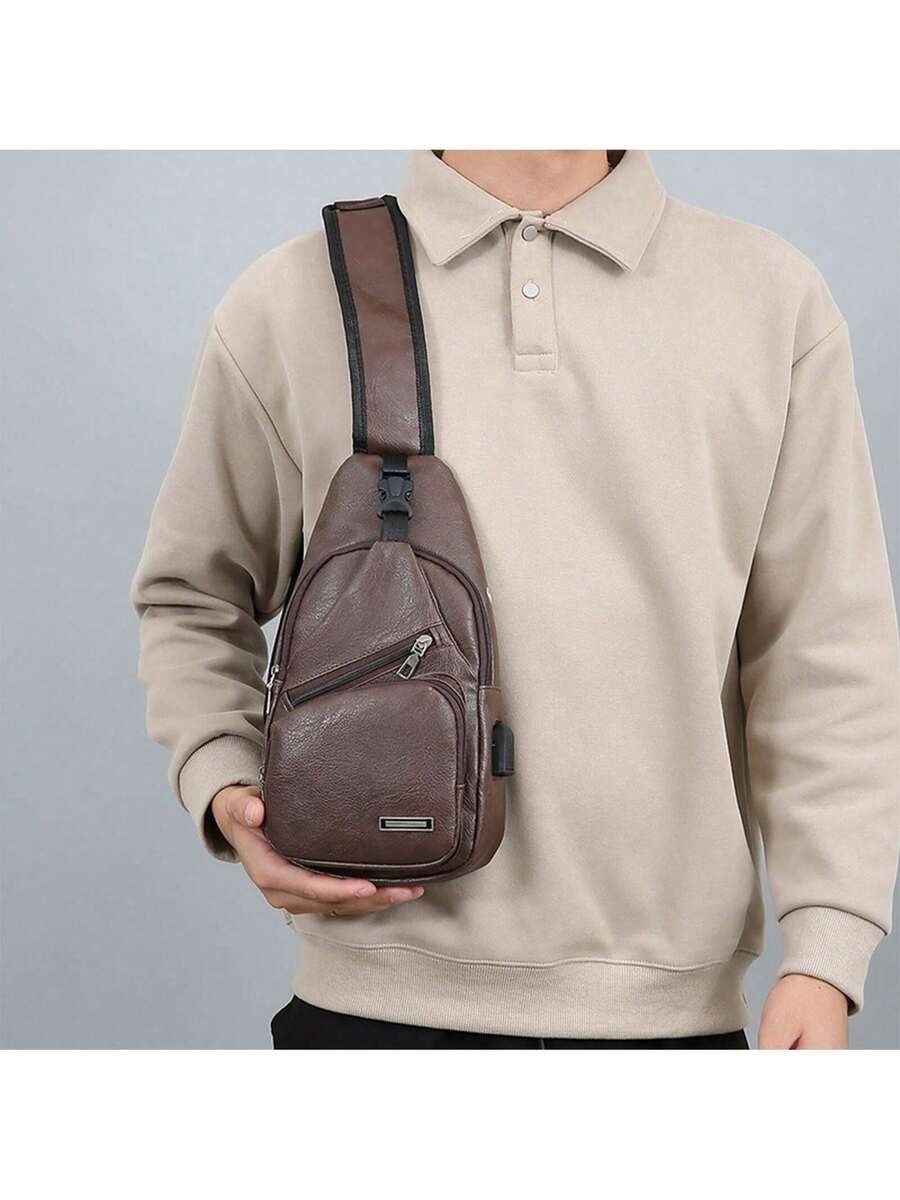 Mens PU Leather Sling Bag With – Sling Backpack Shoulder Bewertung und Preis