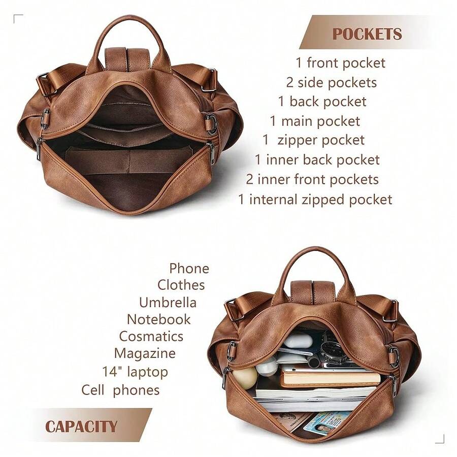 Women Fashion Vintage Brown PU – Laptop Backpack 15.6 Bewertung und Preis