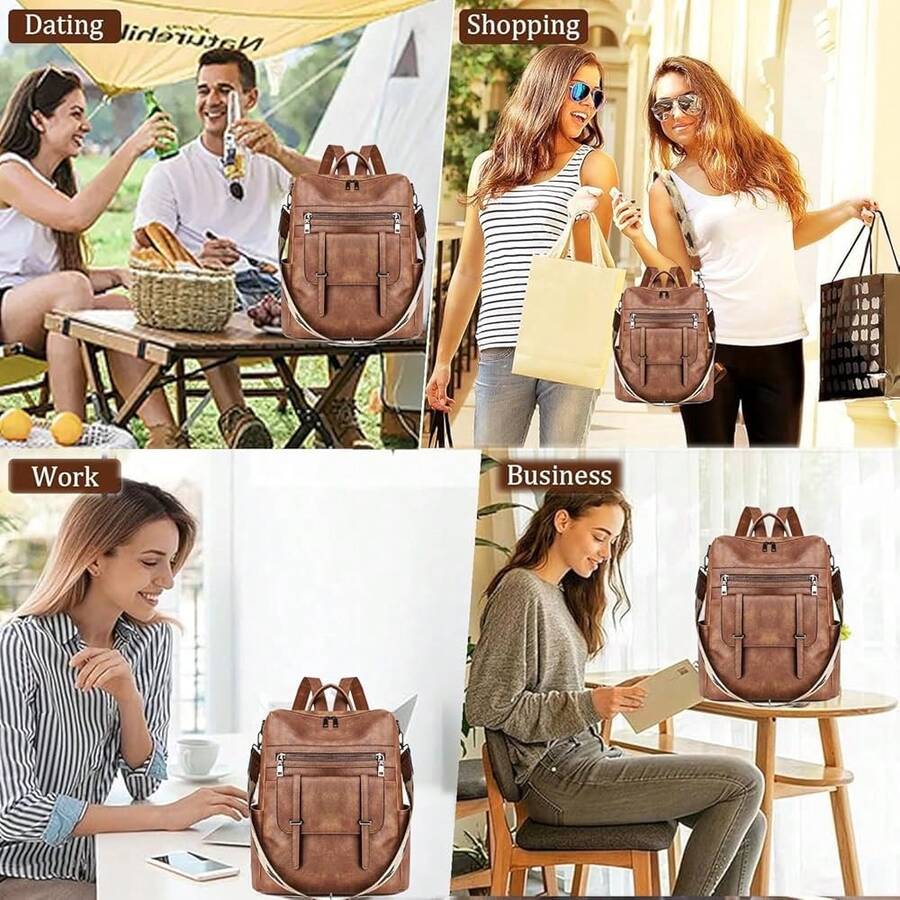 Women Fashion Vintage Brown PU – Laptop Backpack 15.6 Bewertung und Preis